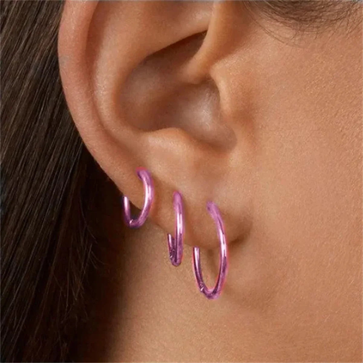 EVISPOL 6Pcs Fashion Stainless Steel Colorful Crystal Tragus Stud Earrings Set Helix Cartilage Huggie Hoops Ear Piercing Jewelry