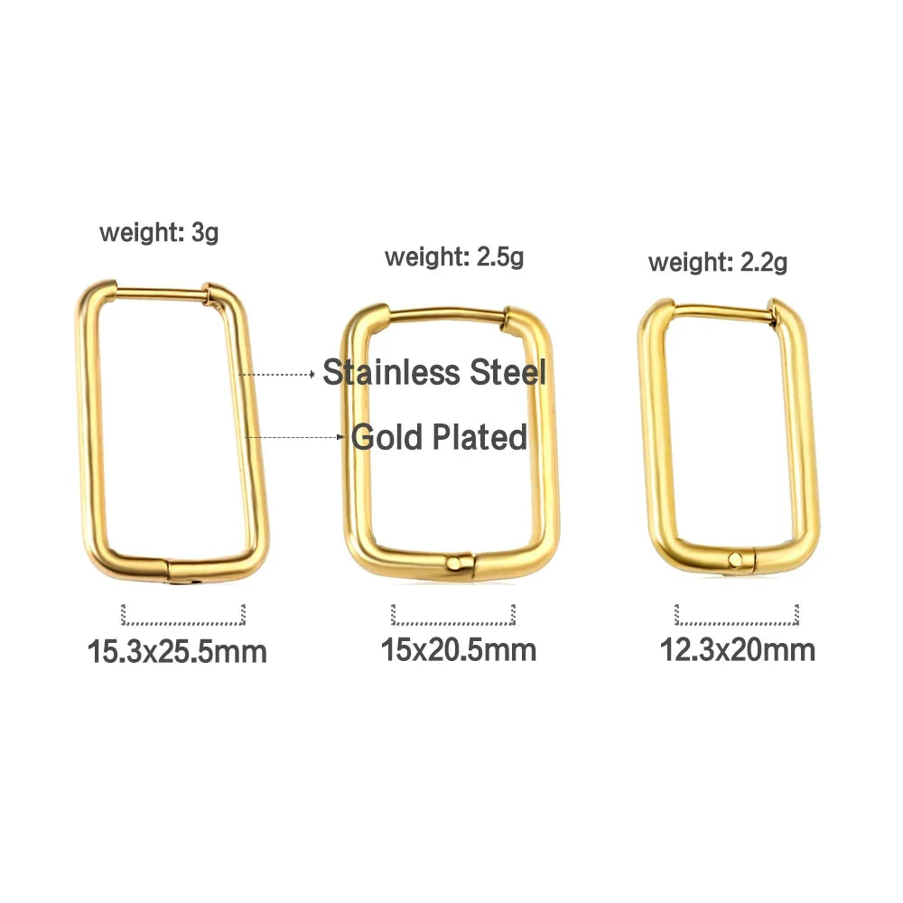 LUXUSTEEL U-Shaped and Geometric Hoop Earrings | Anti-Allergy Stainless Steel Earrings for Women and Men