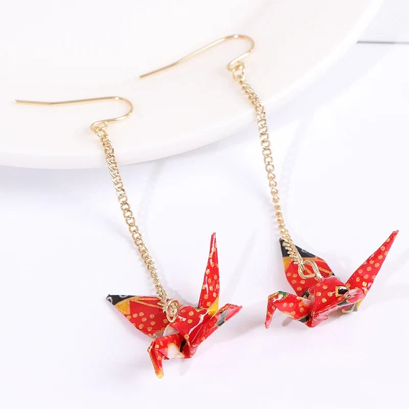 Origami Crane Earrings | Handcrafted Paper Bird Jewelry