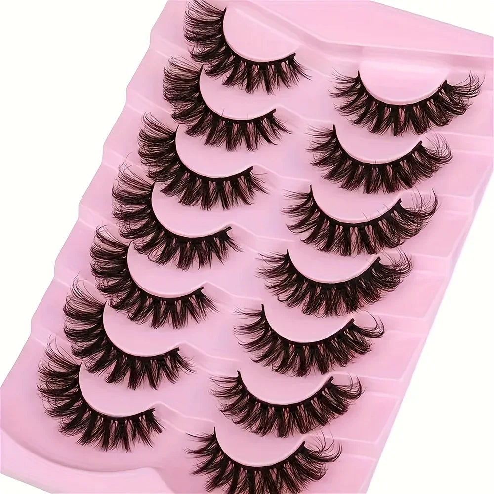 7 Pairs Lashes Fluffy Cat Eye Lashes Wispy 6D Volume False Eyelashes Soft Curly Fake Lashes For Daily Party Festival Makeup Use
