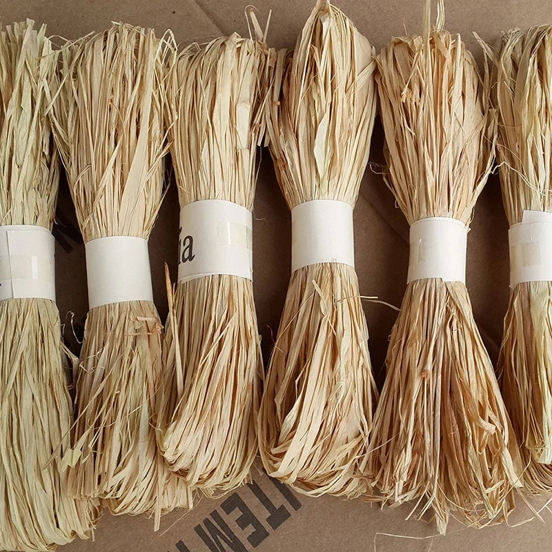 Natural Raffia Straw Rope | 50-Piece Eco-Friendly Craft Twine for Wedding Invitations, Gift Wrapping, and Party Decorations