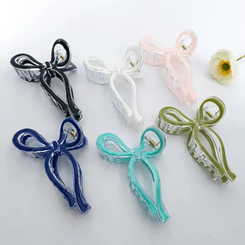 13cm Simple and Versatile Hollow Streamer Bow Ties Oil Dripping Plastic Hair