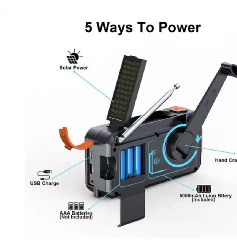 Digital Solar Emergency Radio Black