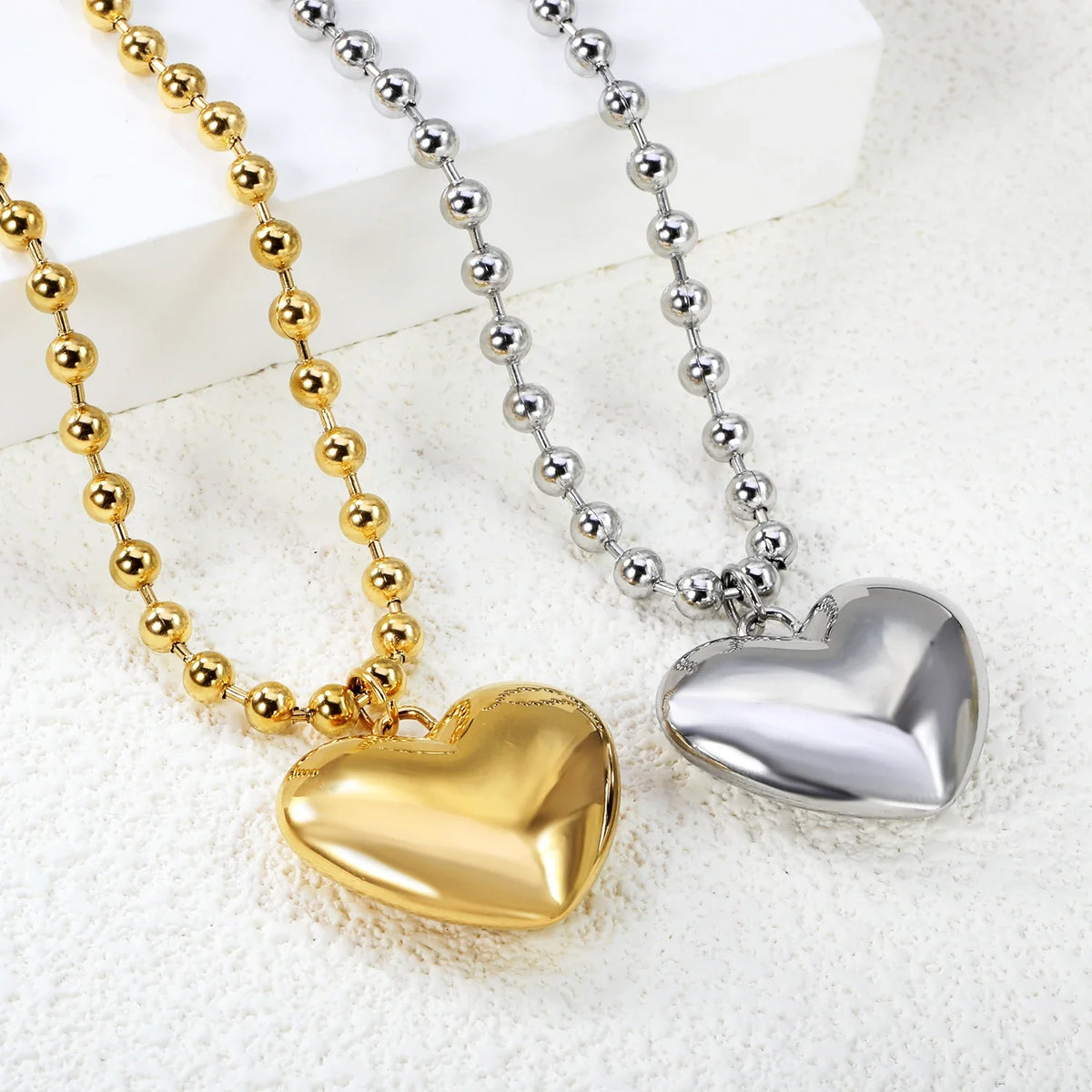 ASONSTEEL Heart Pendant Necklace | Romantic Gold Stainless Steel Choker for Women