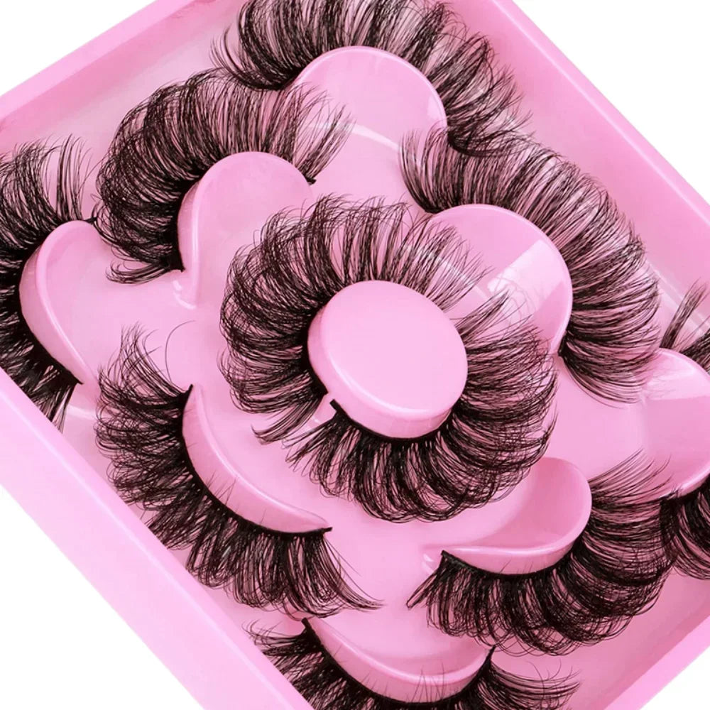 5 Pairs Russian Strip Lashes Fluffy Mink Lashes 3D False Eyelashes Russian Volume Eyelashes Fake Eyelash Extension Make Up