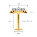 FTCY ASTM F136 G23 Titanium Leaf Branch Push In Threadless Labret Piercing Crystal Belly Button Ring Body Jewelry J
