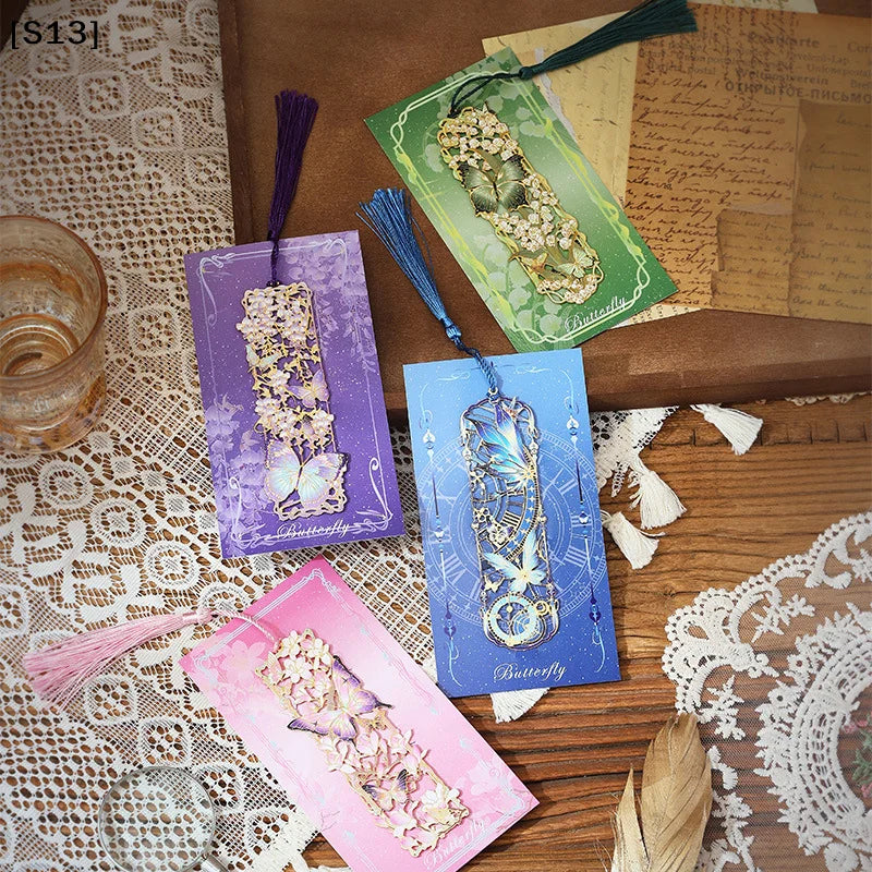Chinese Style Tassel Hollow Butterfly Metal Bookmark Gift For Students Teachers Reading Page Clip Bookmarks Books Accessories[Q]