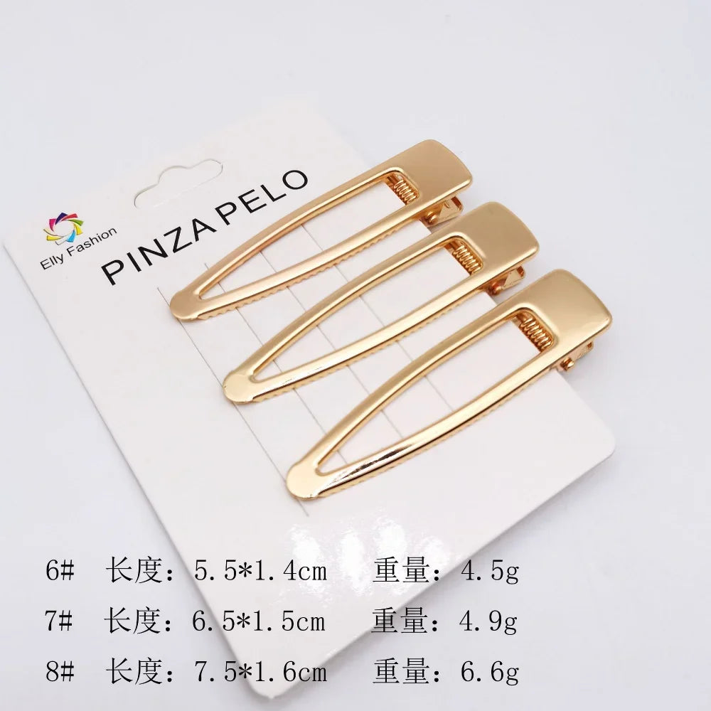 3Pcs/set Korean Metal Hairpins for Women Simple Hollow Out Bangs Side Clips Gold Color Hairgrip Broken Hair Accessories Headwear