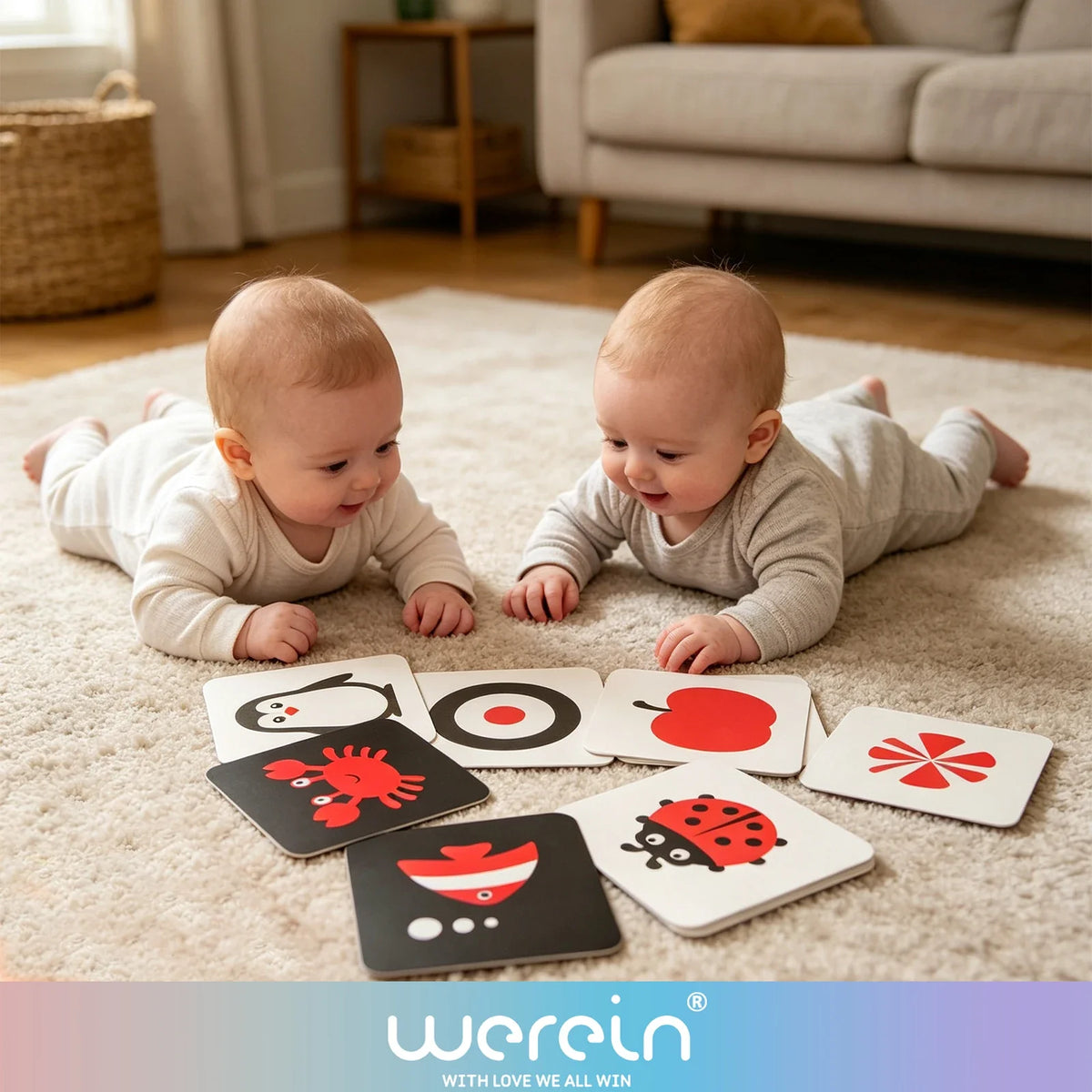 We Rein High Contrast Baby Black White Flash Cards, Newborn Visual Stimulation Cognitive Learning Toys, 0-6 Months Infant