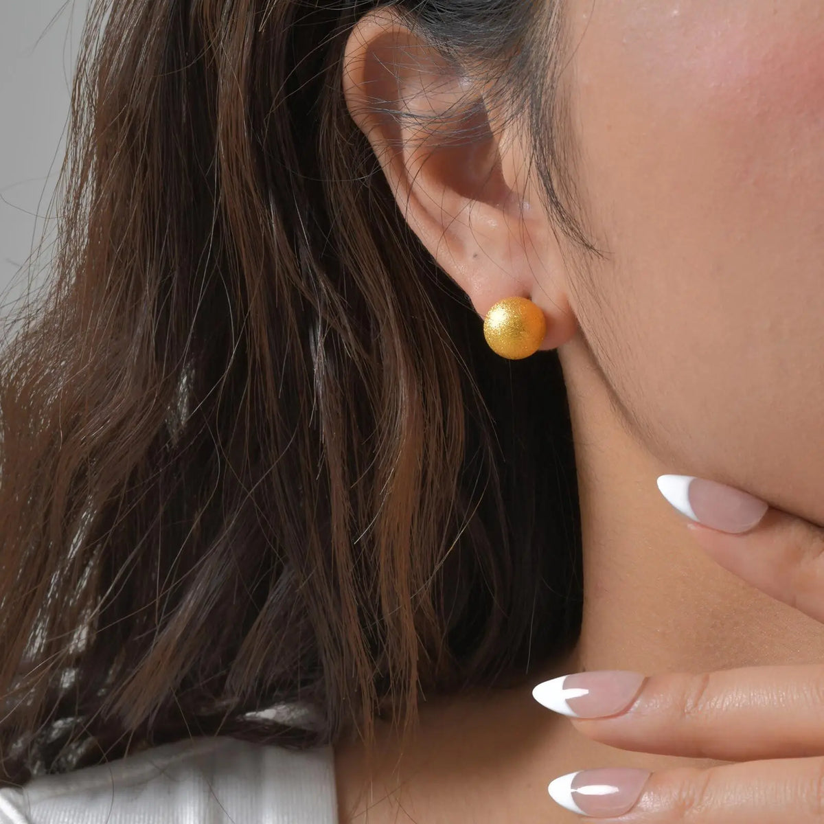 Gold Plated Stainless Steel Stud Earrings Set | 10mm 8mm 6mm Round Ball Earrings for Women