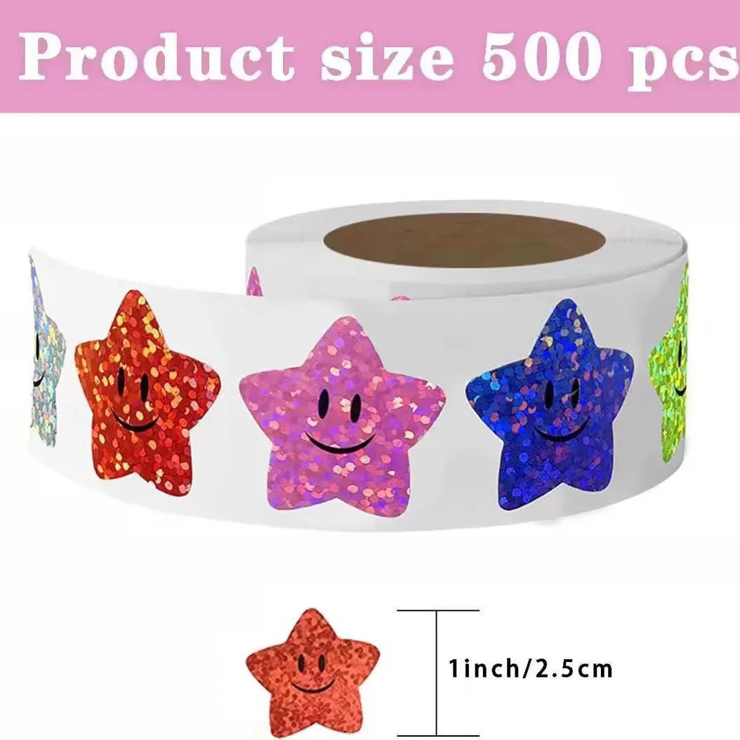 100pcs Round Star Thank You Stickers | Cute Packaging Labels for Cards and Gifts