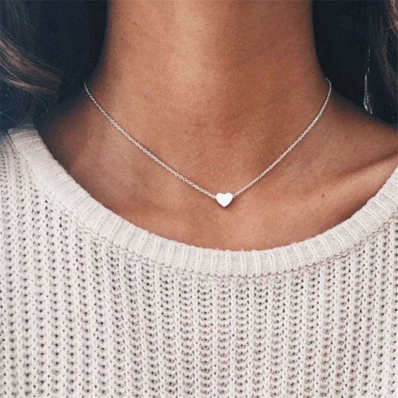 Tiny Heart Necklace for Women | Short Chain Pendant Necklace Gift