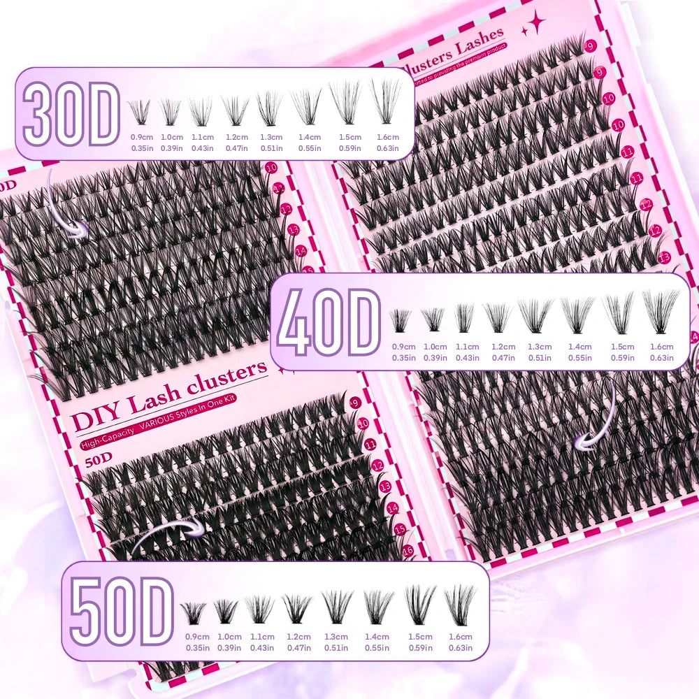 700PCS-30D/40D/50D 80D DIY Eyelash Extension Kit Mixed Length 9-16mm, D-Curl Eyelashes for DIY and Various Festive Celebrations