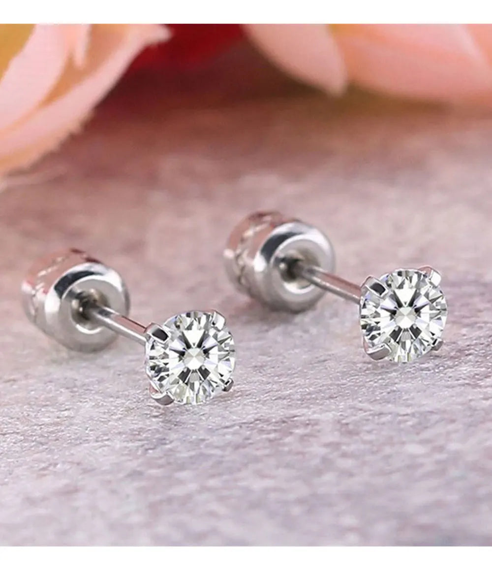 Stainless Steel Crystal Zircon Ear Studs | Hypoallergenic Tragus Cartilage Piercing Jewelry
