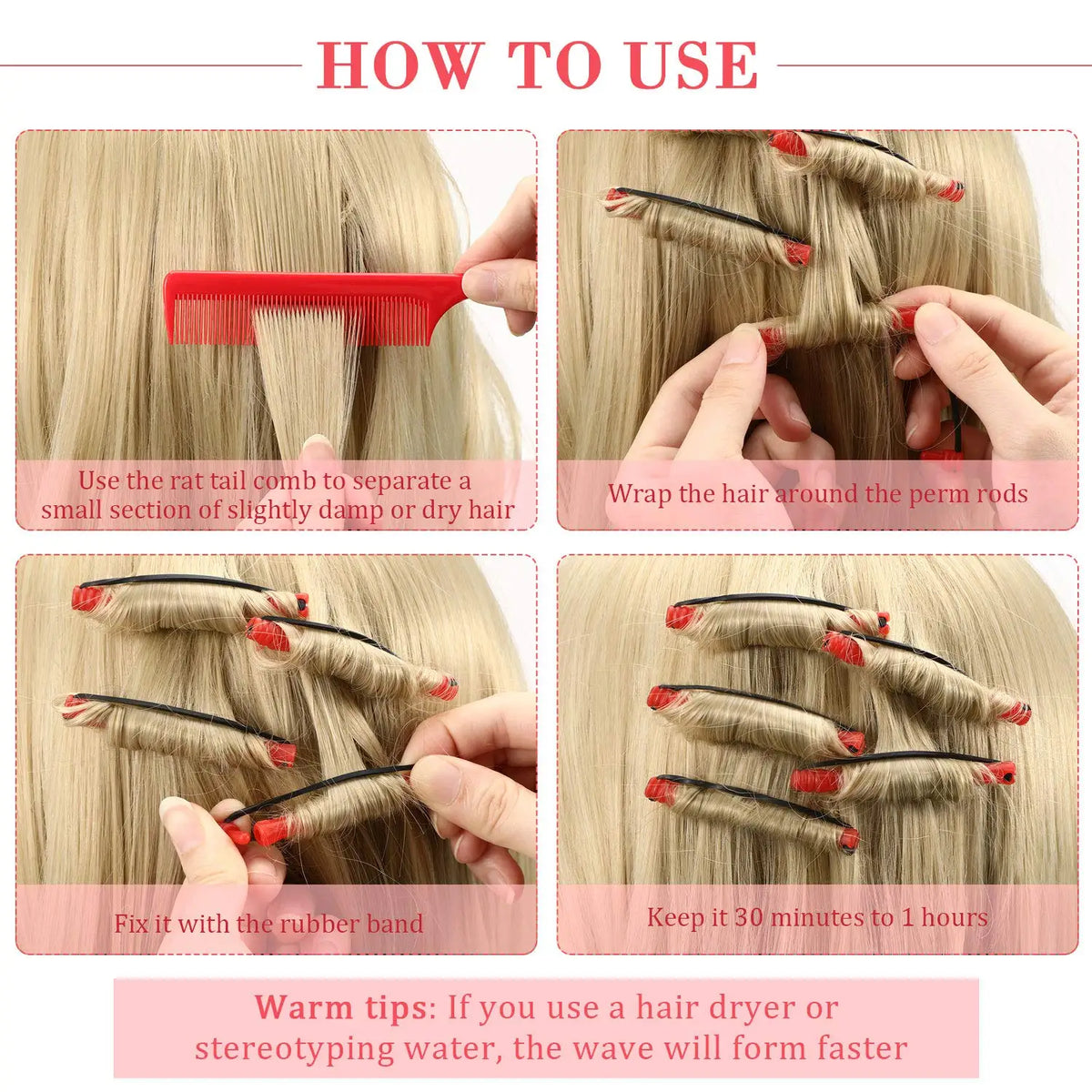 24pcs Hair Perm Rods Hair Curling Rollers Perming Curlers Rods Cold Wave Rollers for Hairdressing Styling Tools