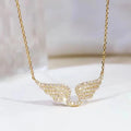 FTCY 1PC Angel Wing Necklace For Women Gold Color Angle's Wings Fashion Cubic Zirconia Necklace Titanium Steel Clavicle Chain