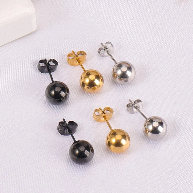 Multicolor Stainless Steel Ball Stud Earrings | Unisex Fashion Jewelry Gift