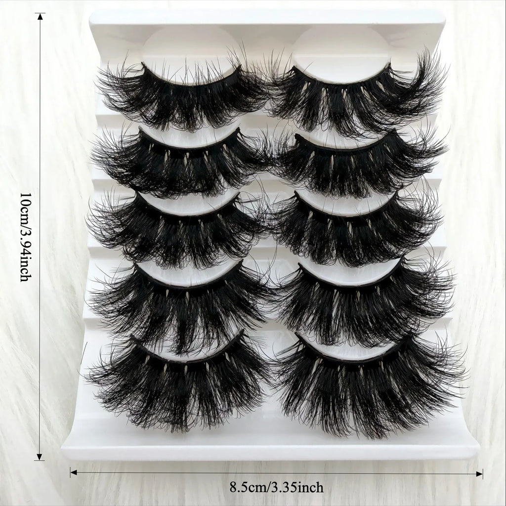 5 Pairs 3D Faux Mink Lashes Dramatic Volume Thick Lashes Fluffy Natural False Eyelashes Thick Dramatic Faux Mink Eyelashes