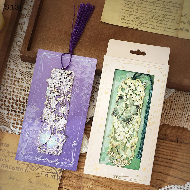 Chinese Style Tassel Hollow Butterfly Metal Bookmark Gift For Students Teachers Reading Page Clip Bookmarks Books Accessories[Q]