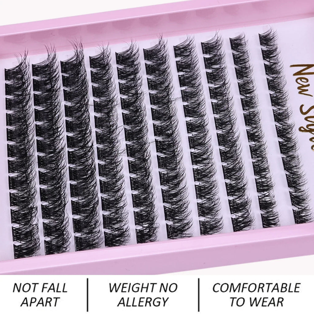 Lash Clusters D Curl Individual Lashes Fluffy Volume DIY Eyelash Extensions Thick Cluster Lashes for Home Use
