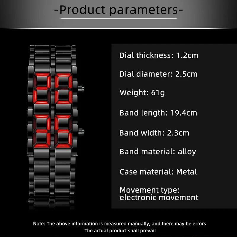Fashion Mens Digital Lava Wrist Watch | Full Metal LED Display Timepiece