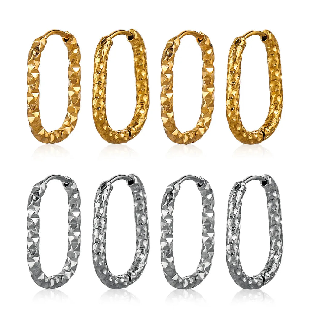 6pcs Stainless Steel Rectangular Textured Earrings Set | 18K PVD Gold Plated DIY Jewelry Parts