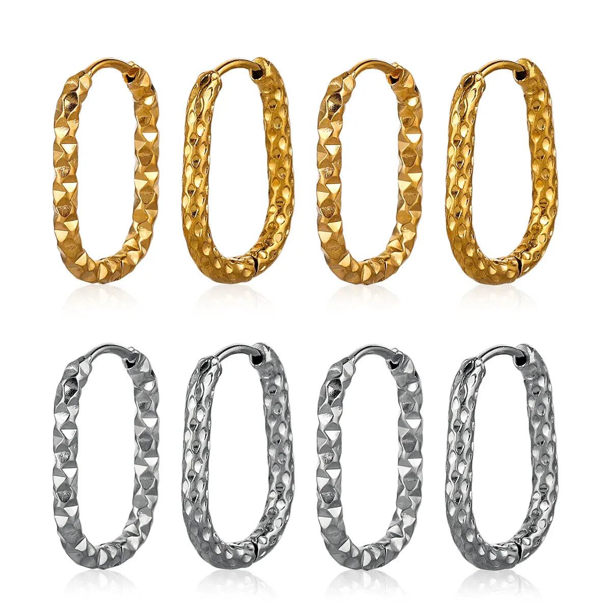 6pcs Stainless Steel Rectangular Textured Earrings Set | 18K PVD Gold Plated DIY Jewelry Parts