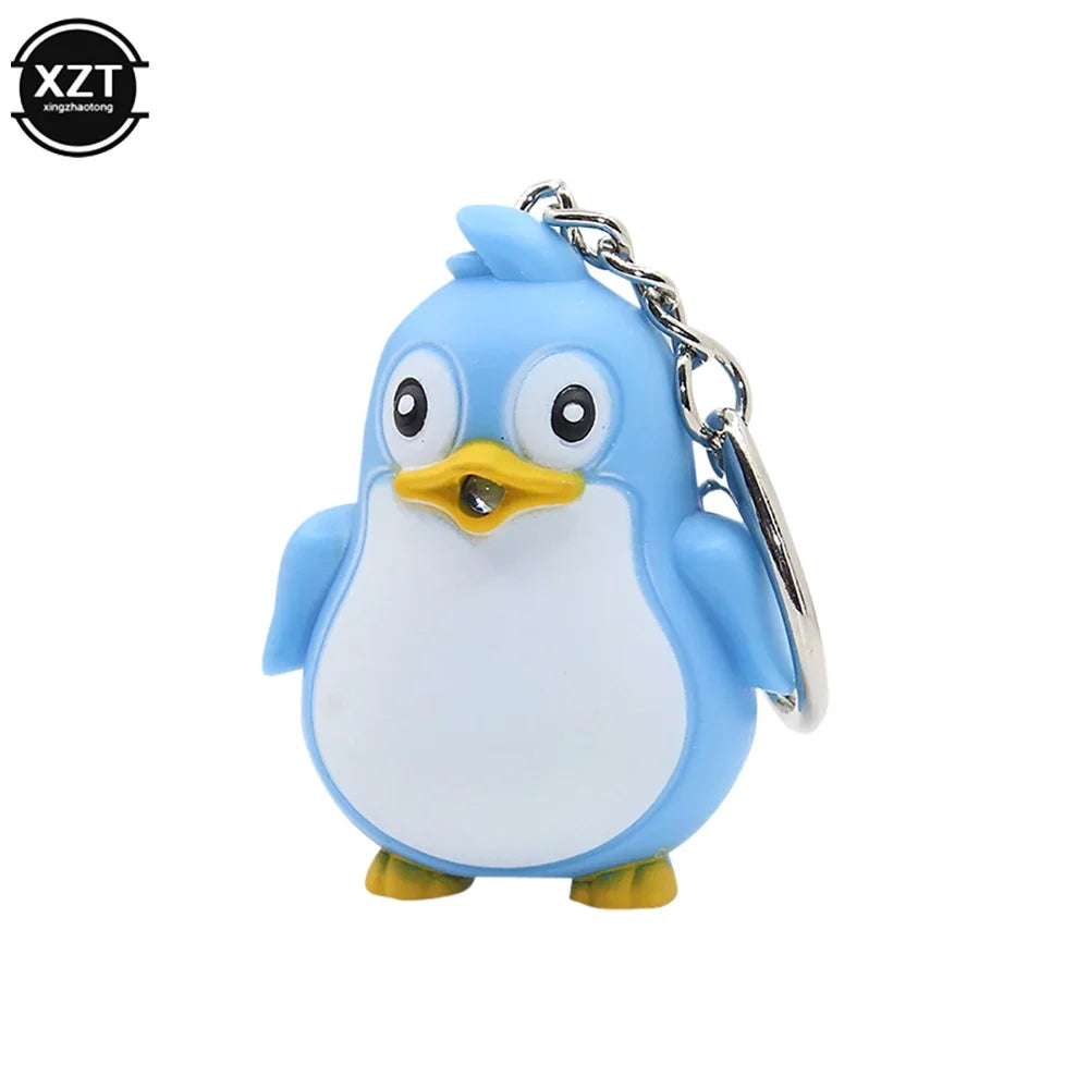 Adorable Penguin Keychain with LED Light and Sound | Fun Cartoon Car Pendant