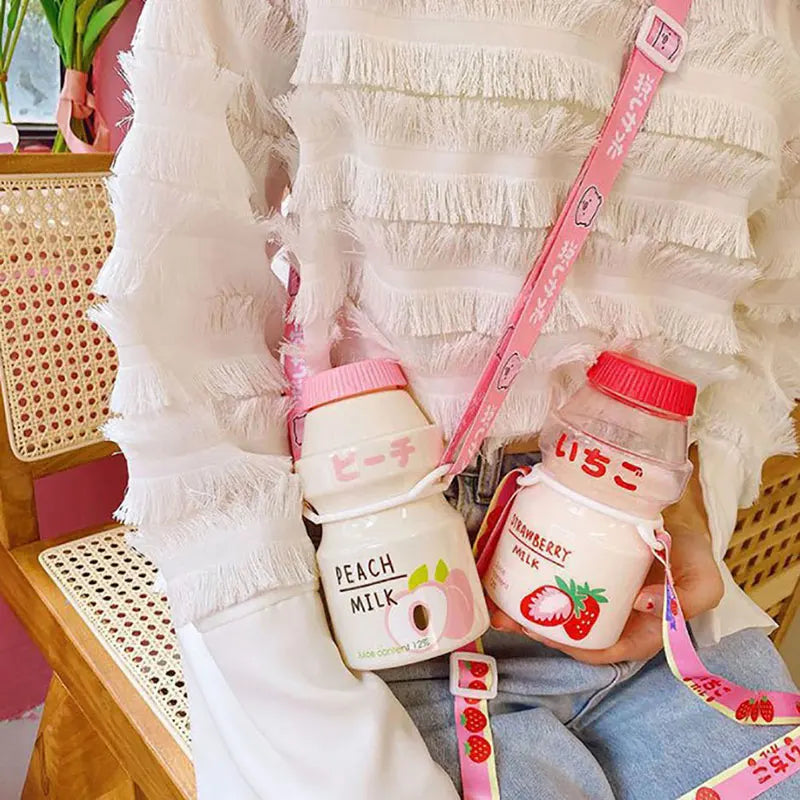 480ml Plastic Cute Yogurt Water Bottle | Yakult Shape Kawaii Milk Carton Shaker
