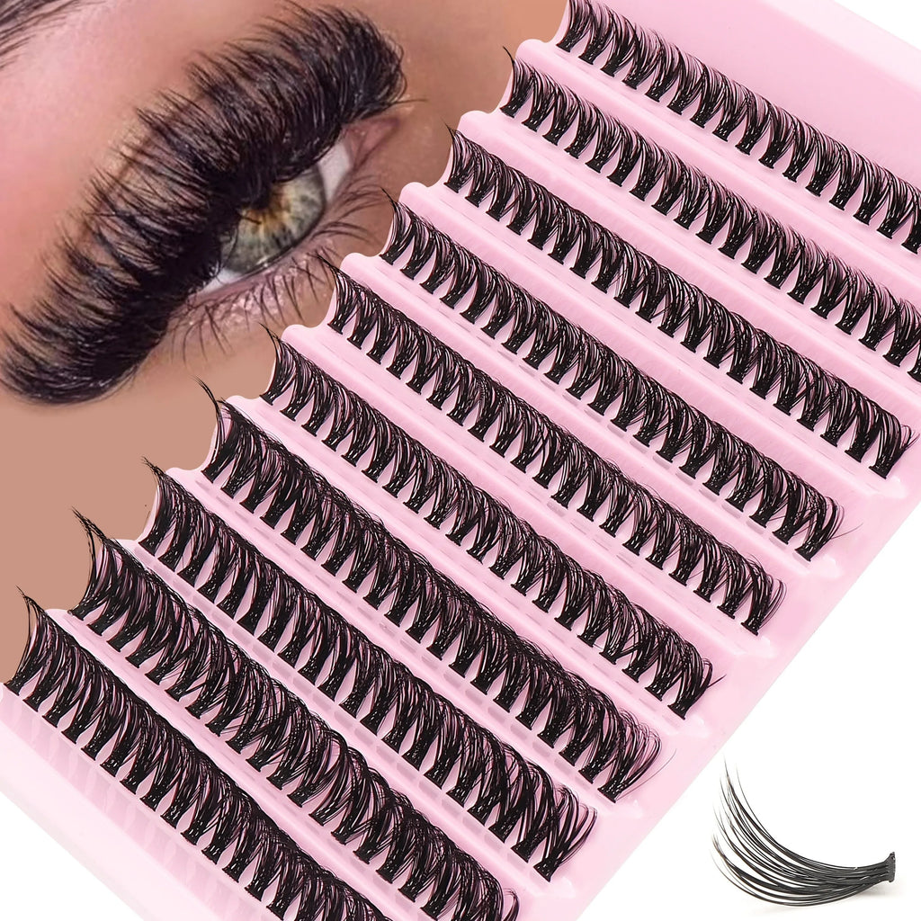 Lash Clusters D Curl Individual Lashes Fluffy Volume DIY Eyelash Extensions Thick Cluster Lashes for Home Use