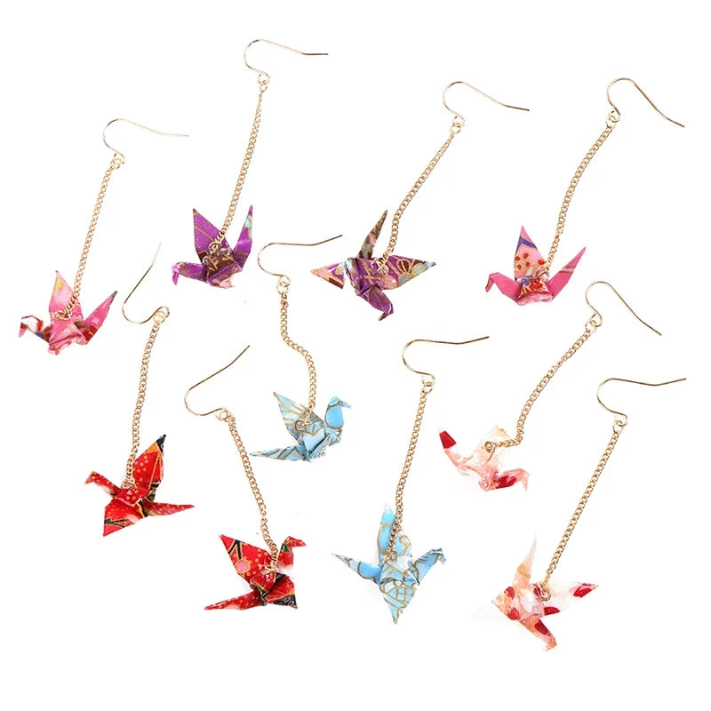 Origami Crane Earrings | Handcrafted Paper Bird Jewelry