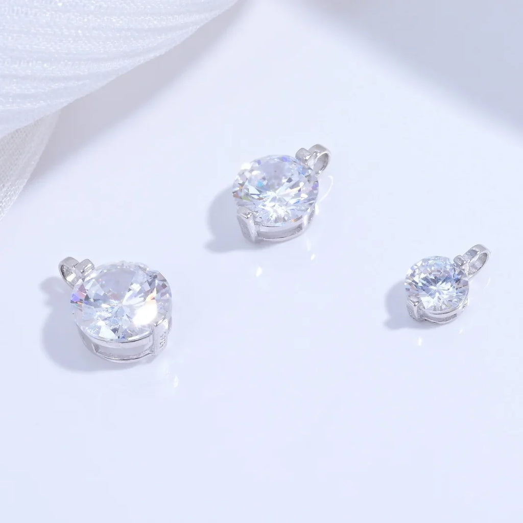S925 Sterling Silver Inlaid Two-Claw Single Zircon Charm DIY Handmade Bracelet And Necklace Jewelry Accessories SD77