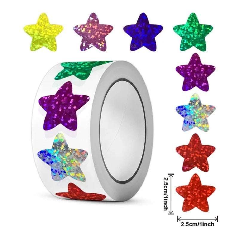 Heart Stickers and Star Stickers Roll | 100-500pcs Thank You Labels for Small Packaging