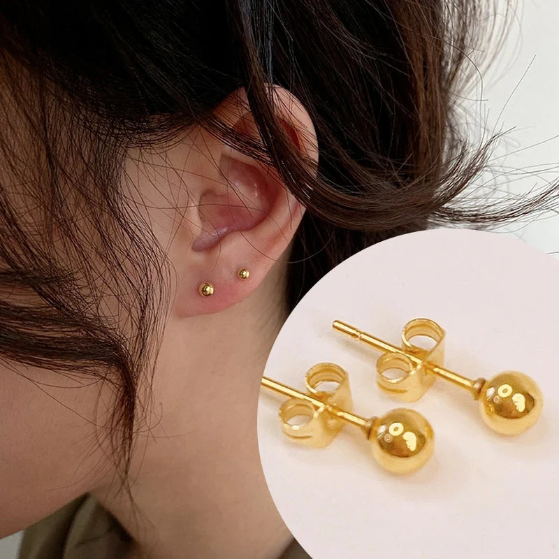 Multicolor Stainless Steel Ball Stud Earrings | Unisex Fashion Jewelry Gift