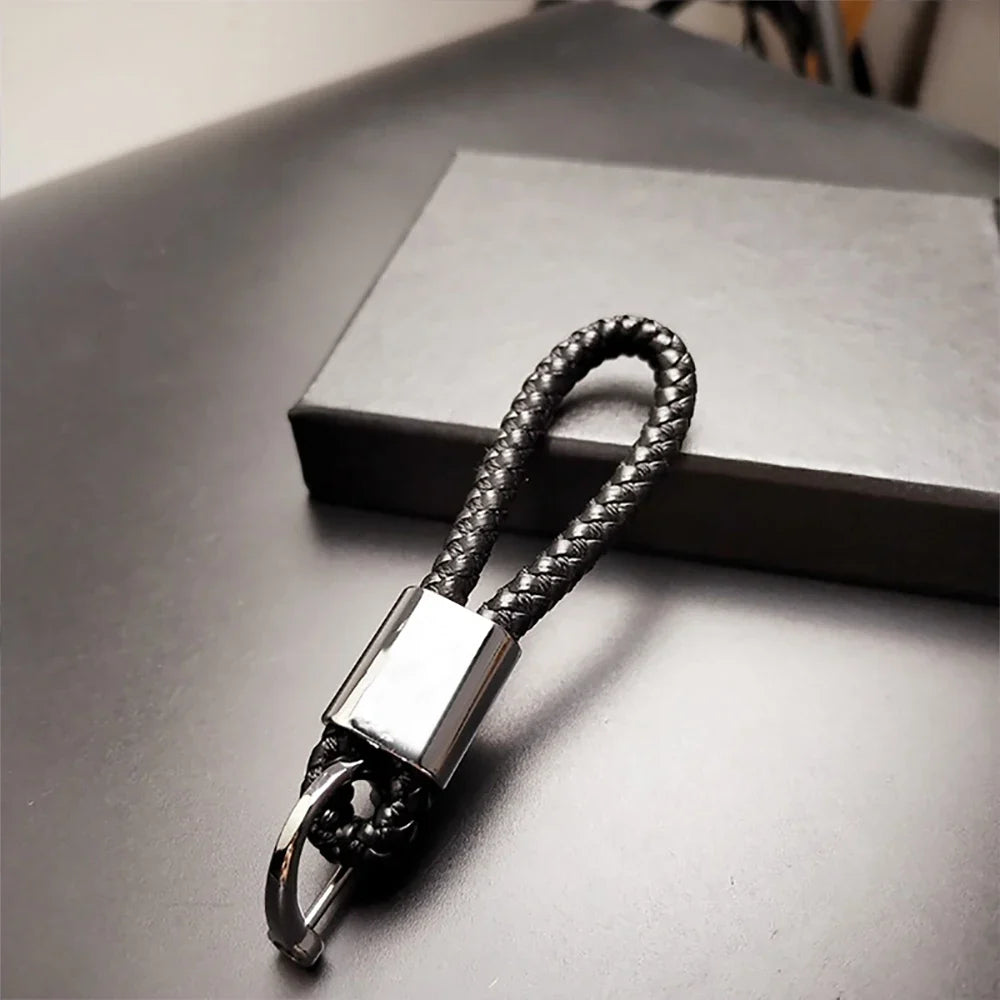 Hand-woven Leather Car Key Ring | Premium Rope Keychain for Men and Women
