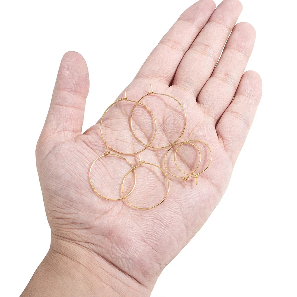 20-Piece Gold Stainless Steel Hoop Earring Wires | Bulk Jewelry Making Supplies