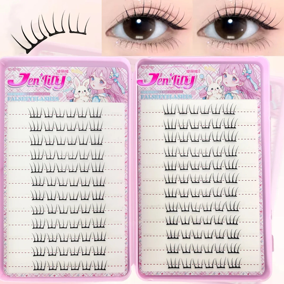K-pop 2.0 Style Self-Adhesive False Eyelashes Easy Wear No Glue Trendy Daily/Party Eye Makeup Accessory