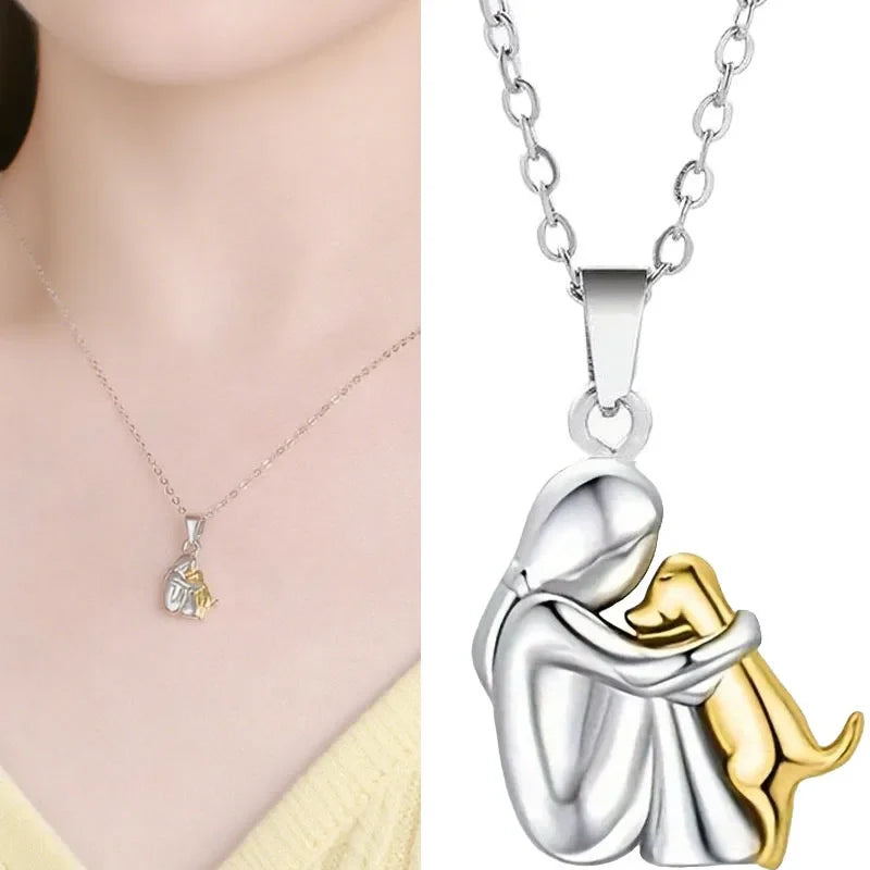 Cute Girl Puppy Pendants Necklaces Fashion Simple Personalized Alloy Women and Dog Necklace Animal Pet Jewelry Accessories Gifts