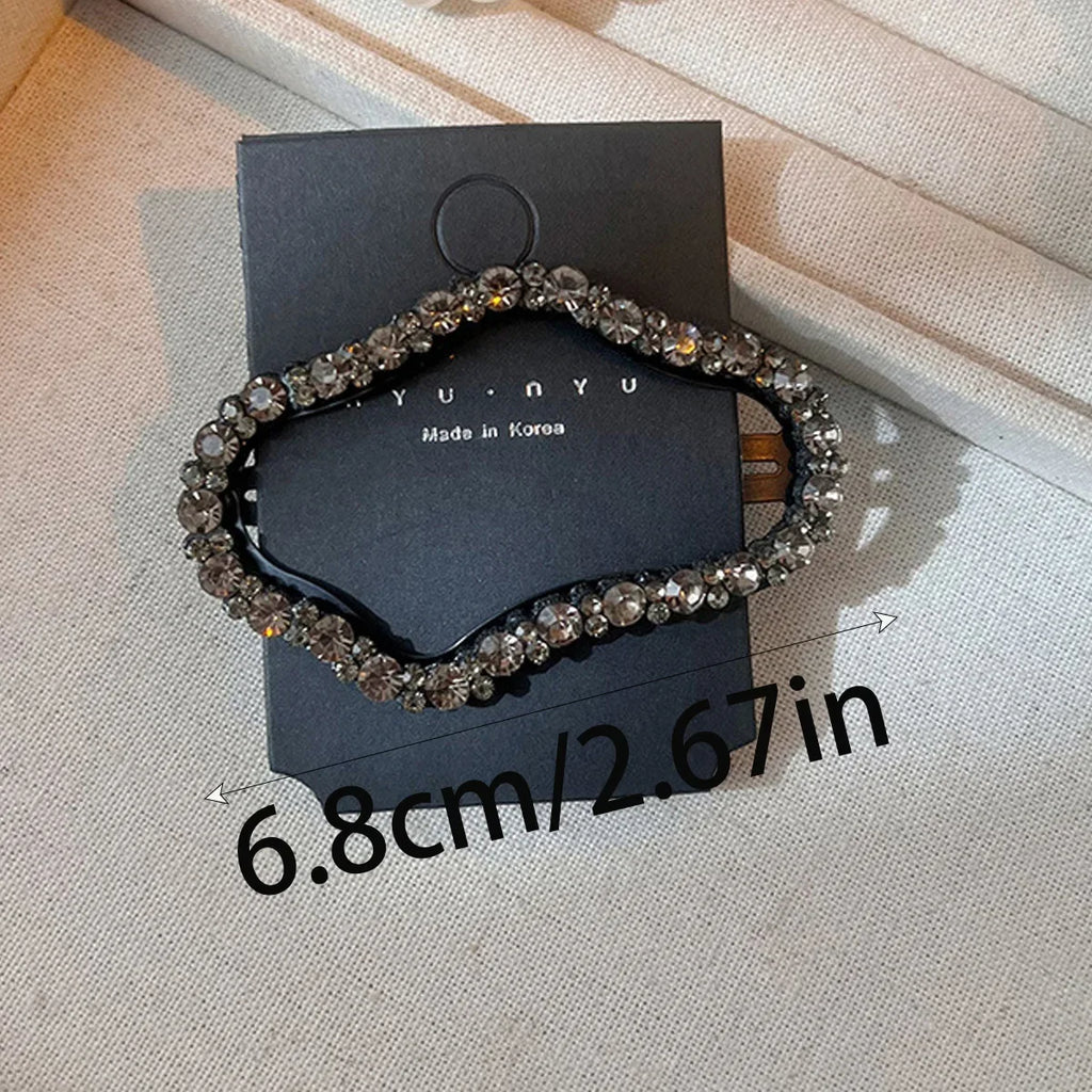 4 PCS Rhinestones BB Clip Side Bangs Synthetic Hair Accessories Hollow out Design Hair Side Clips for Fashionable Headdress
