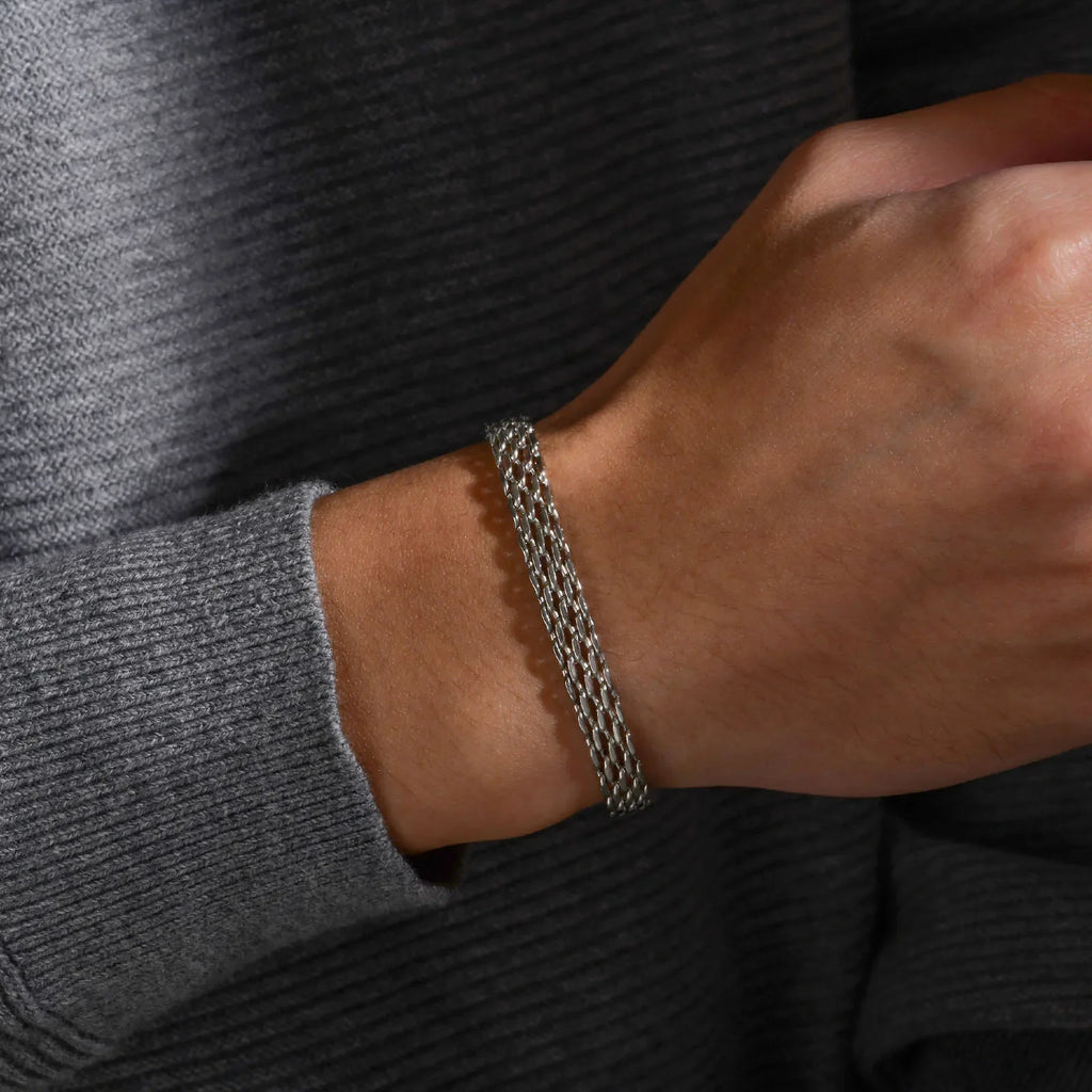Stainless Steel Mesh Link Chain Bracelet | Unisex Italian Chain Jewelry Gift