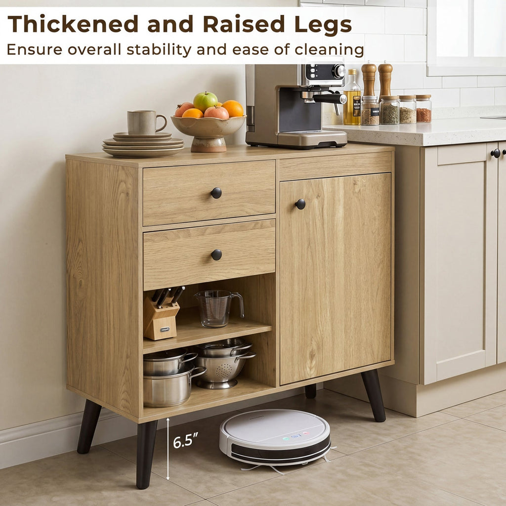 31" Buffet Cabinet Set of 2 with Drawers and Shelves