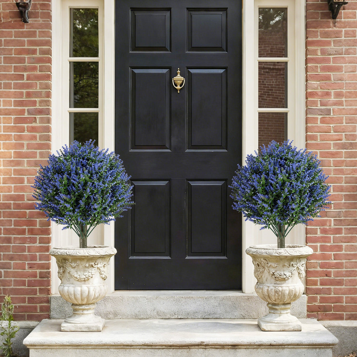 Set of 2 Artificial Lavender Topiary Ball Trees with Ground Spikes