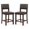 2 Piece Bar Chair Set with Hollowed Back and Rubber Wood Legs