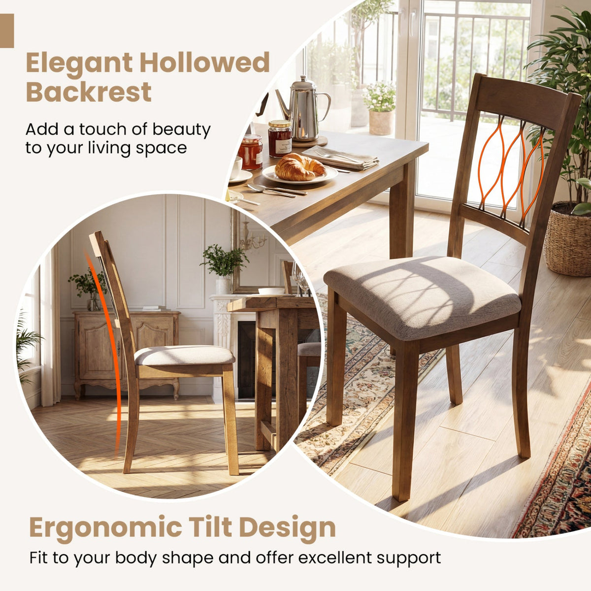 Set of 2 Dining Chair Fabric/Faux Leather Upholstered with Padded Seat
