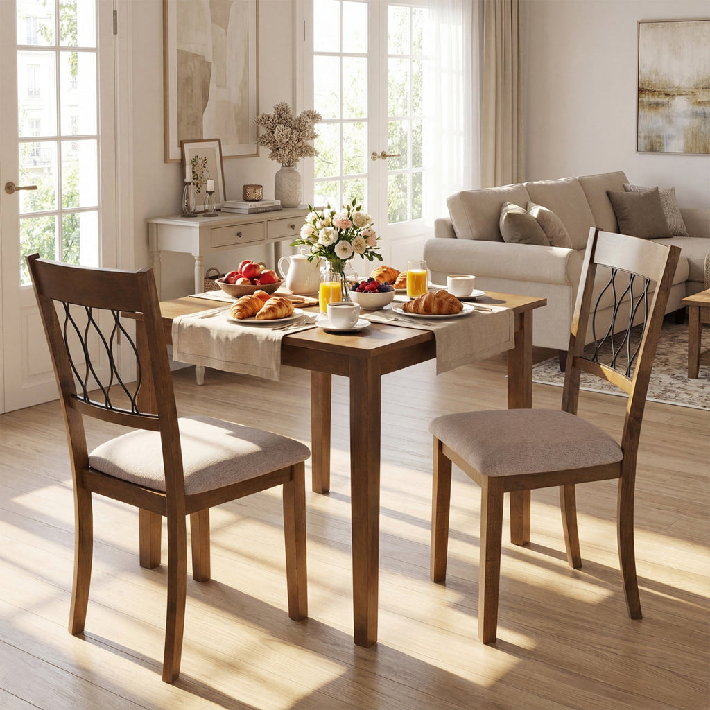 Set of 2 Dining Chair Fabric/Faux Leather Upholstered with Padded Seat