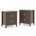 Set of 2 Modern Nightstand with two Drawers for Small Spaces-Rustic Brown