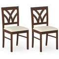 Set of 2 Wooden Dining Chairs Upholstered with Hollowed Backrest and Soft Padded Seat