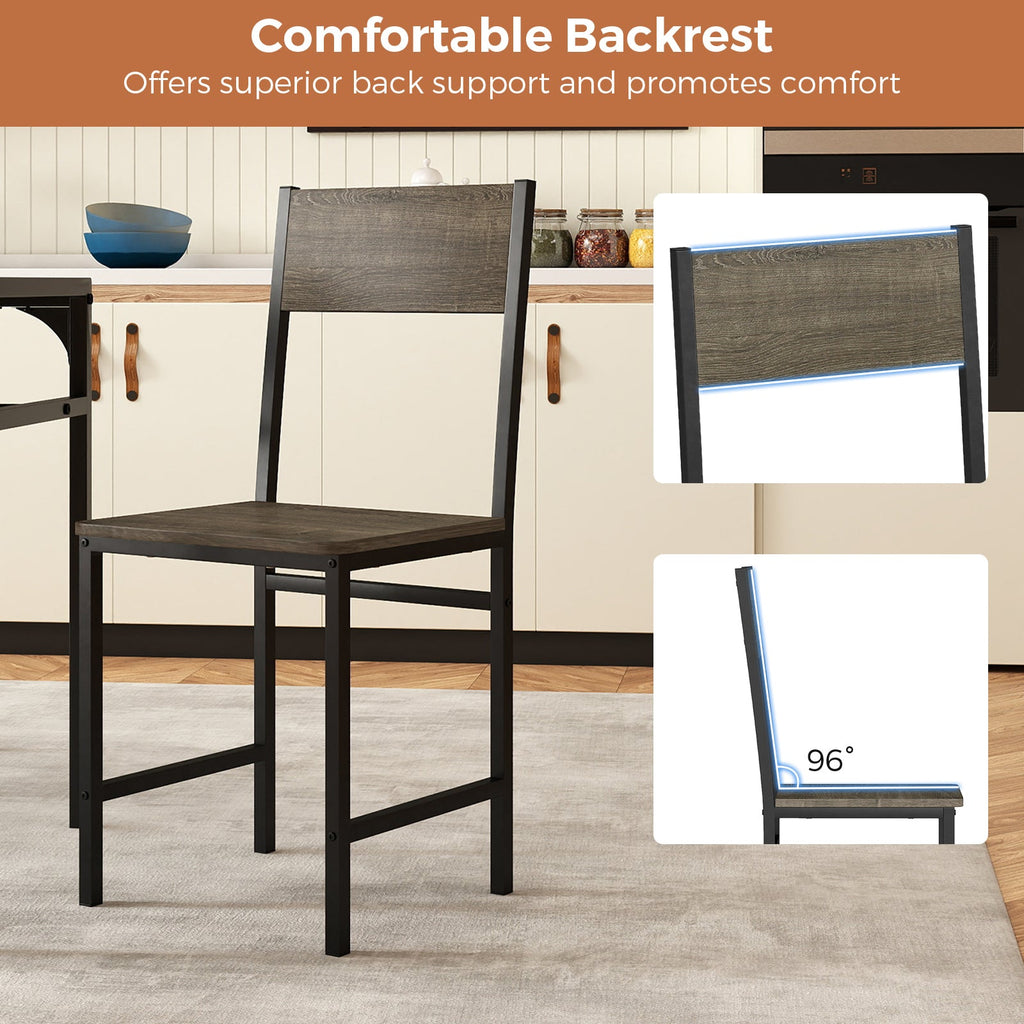 Set of 4 Dining Chairs with Metal Legs and Slanted Back