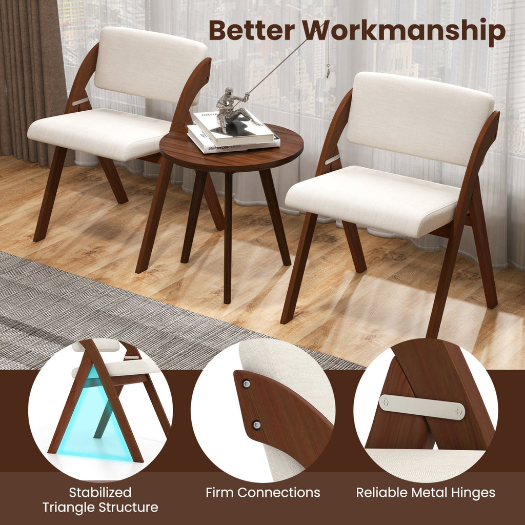 Set of 4 Folding Kitchen Dining Chairs with Rubber Wood Legs