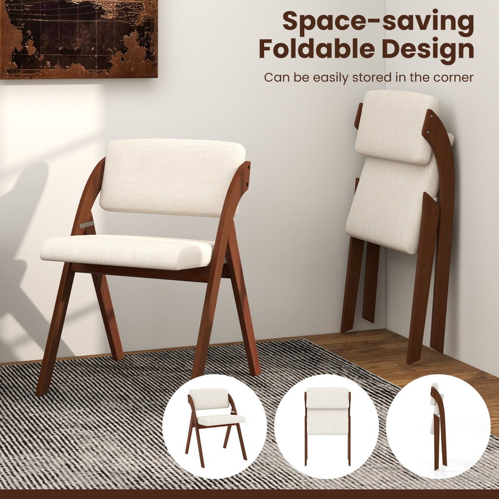 Set of 4 Folding Kitchen Dining Chairs with Rubber Wood Legs